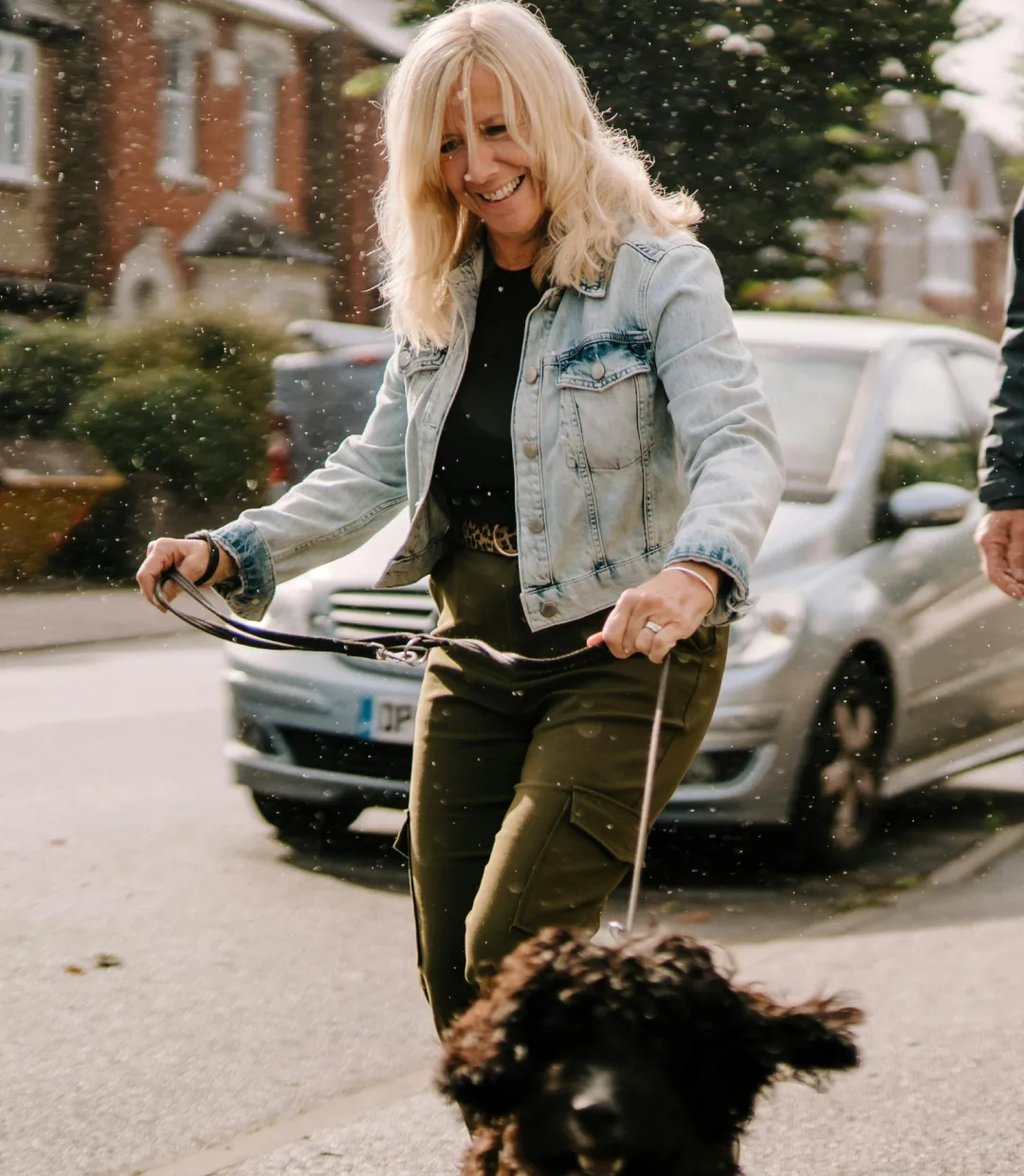 Women walking her dog